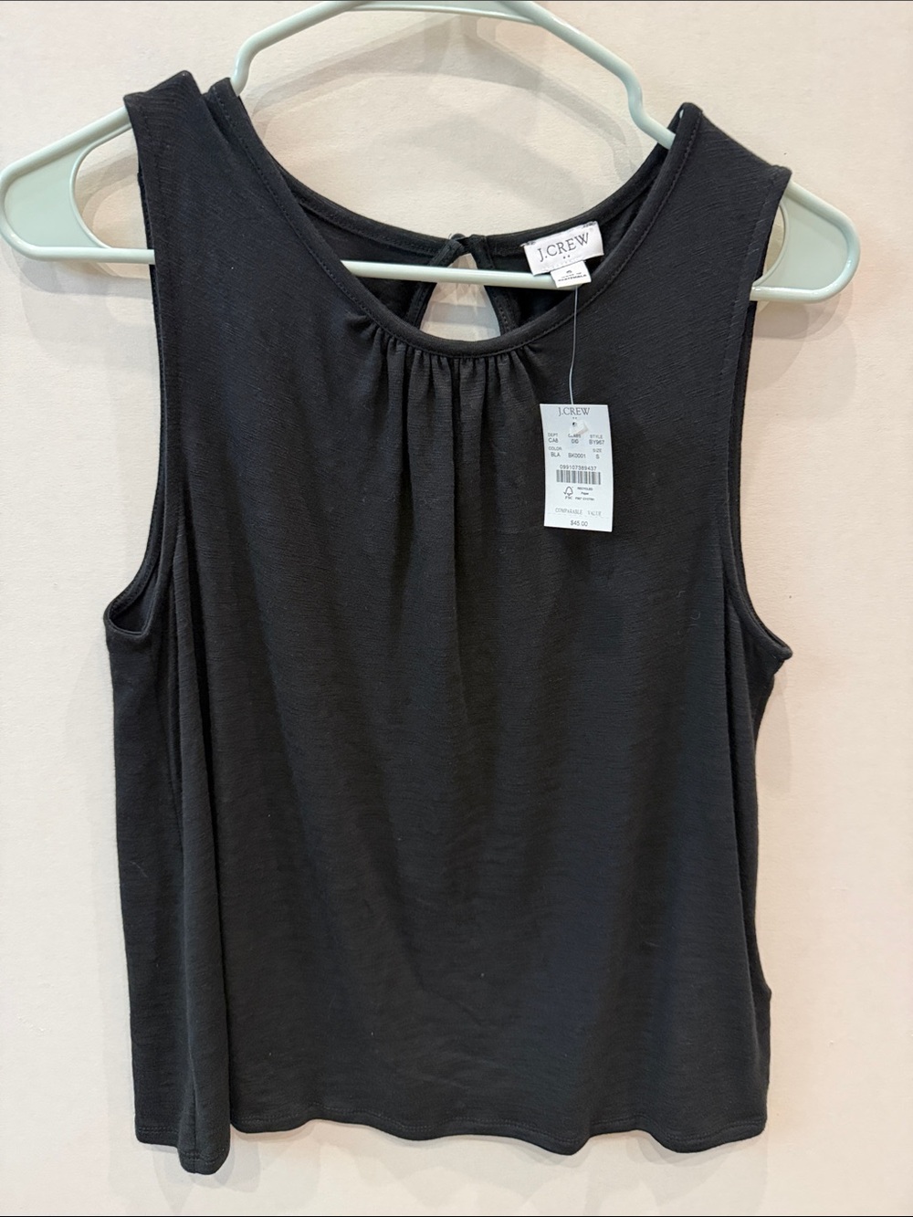 J. Crew Black Sleeveless Keyhole Back Tank NWT